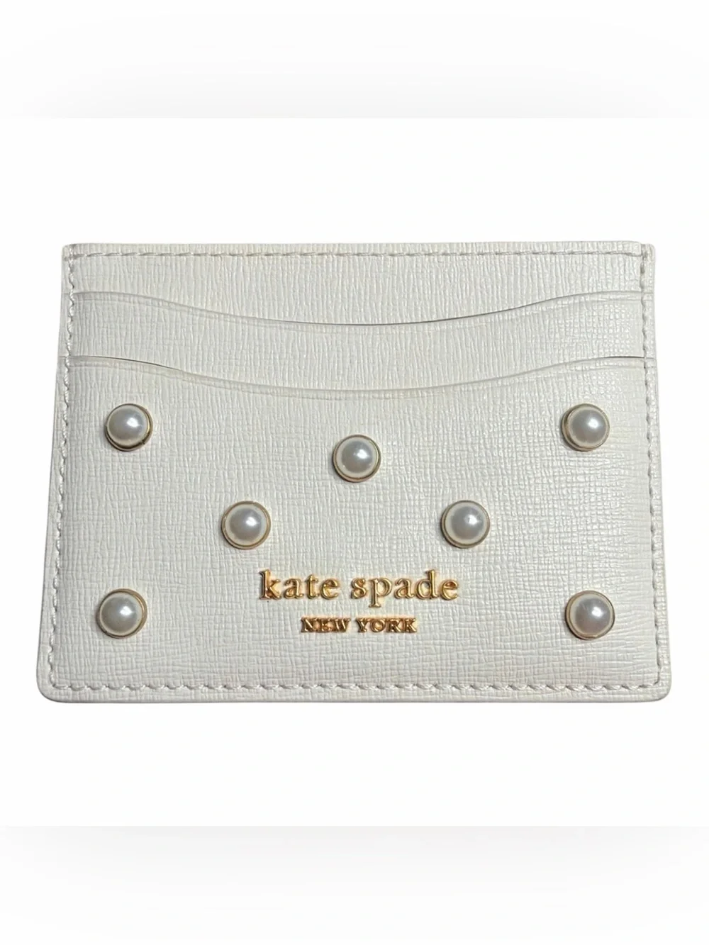 kate spade Cream Pearl-Embellished Card Case NWOT